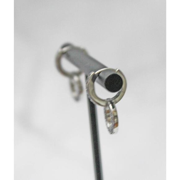 Double Circle Sterling Silver 925 Huggie Earrings E55 - Picture 3 of 3